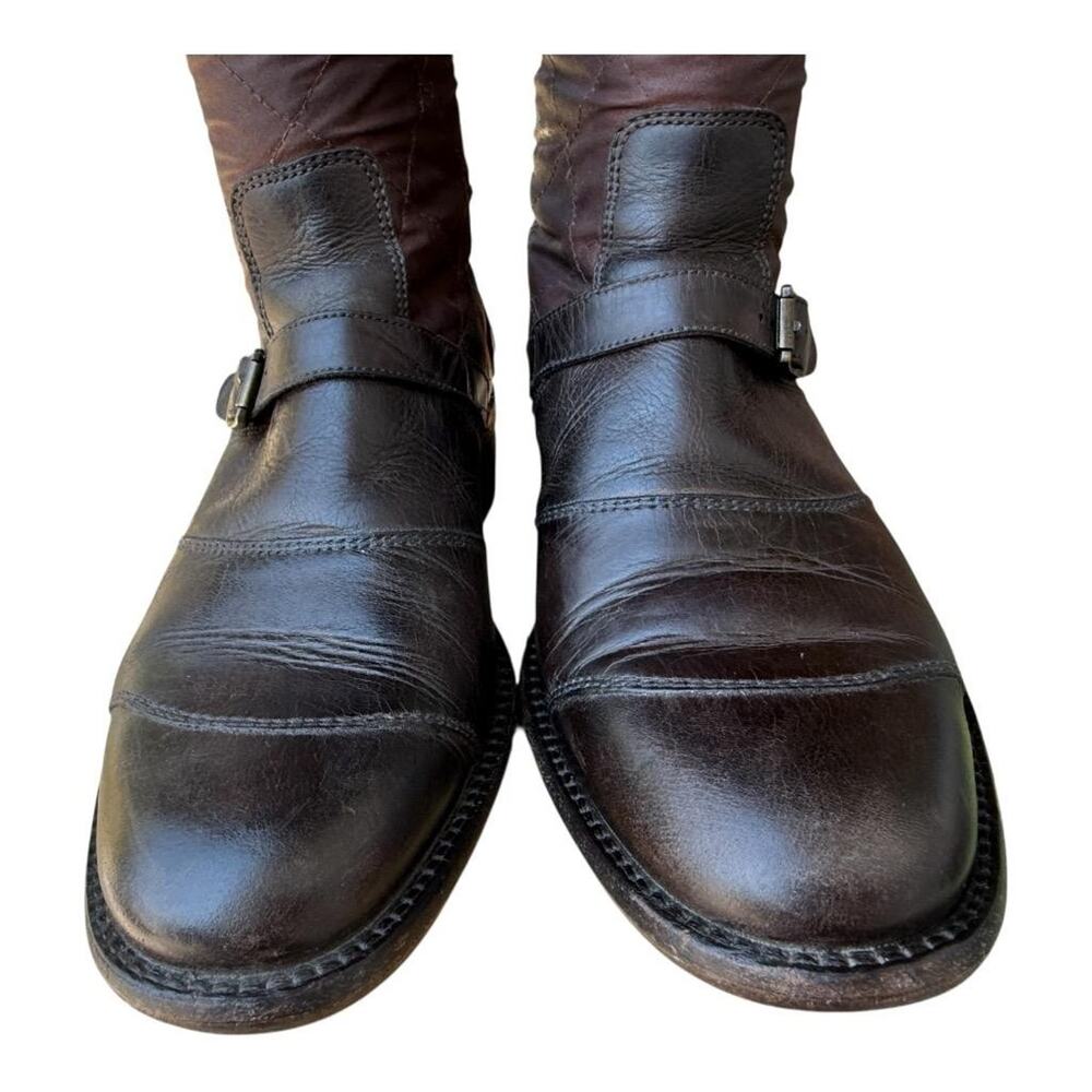 Belstaff Trailmaster 55 Leather Waxed Cotton Knee High Boot Women size 38 US 7 - Picture 4 of 11